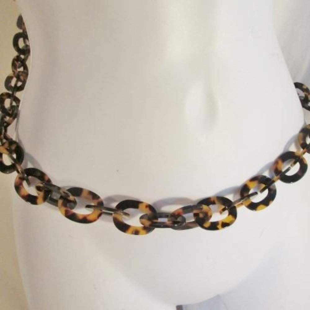 NEW JILL STUART USA "ANTIQUE TORTOISE" Belt Chain